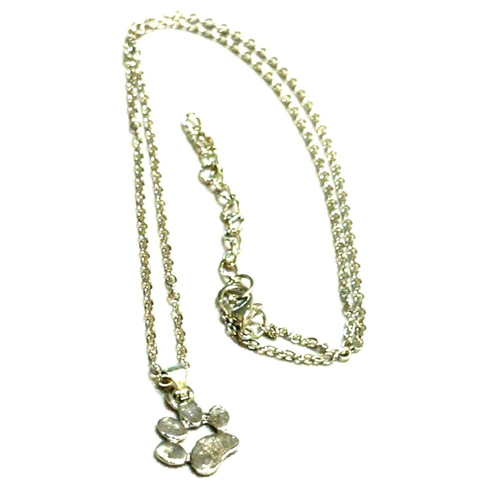 NWT Paw Pendant Necklace Silver Tone Chain (For Cat & Dog Lovers)
